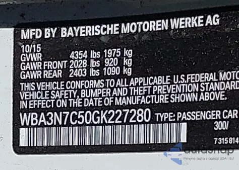 2016 BMW 428I from USA, damaged, VIN WBA3N7C50GK227280